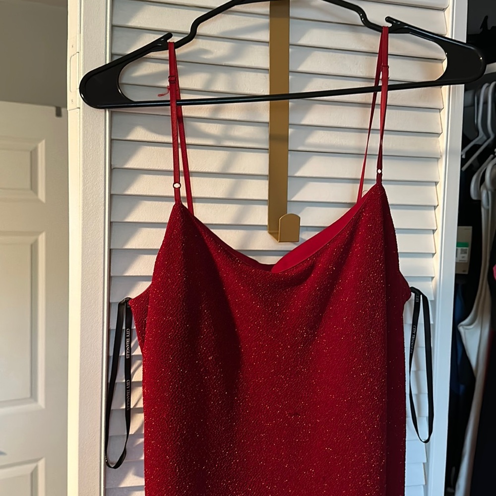 Maxi Red Sparkling Dress with Slit